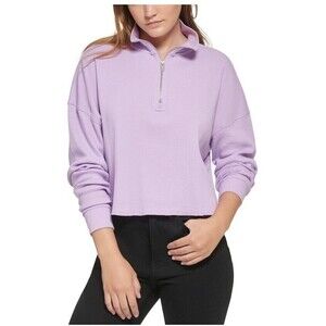 Calvin Klein Women's Waffle-Knit Half-Zip Top Size Small Purple